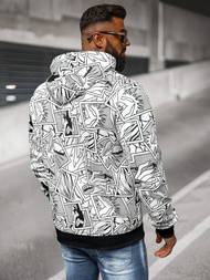 Vīriešu džemperis ar kapuci balta OZONEE JS/8B1256/1