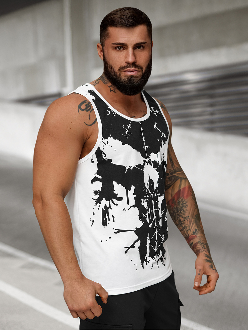 Vīriešu t-krekls bez piedurknēm balts OZONEE JS/8B1708/1Z