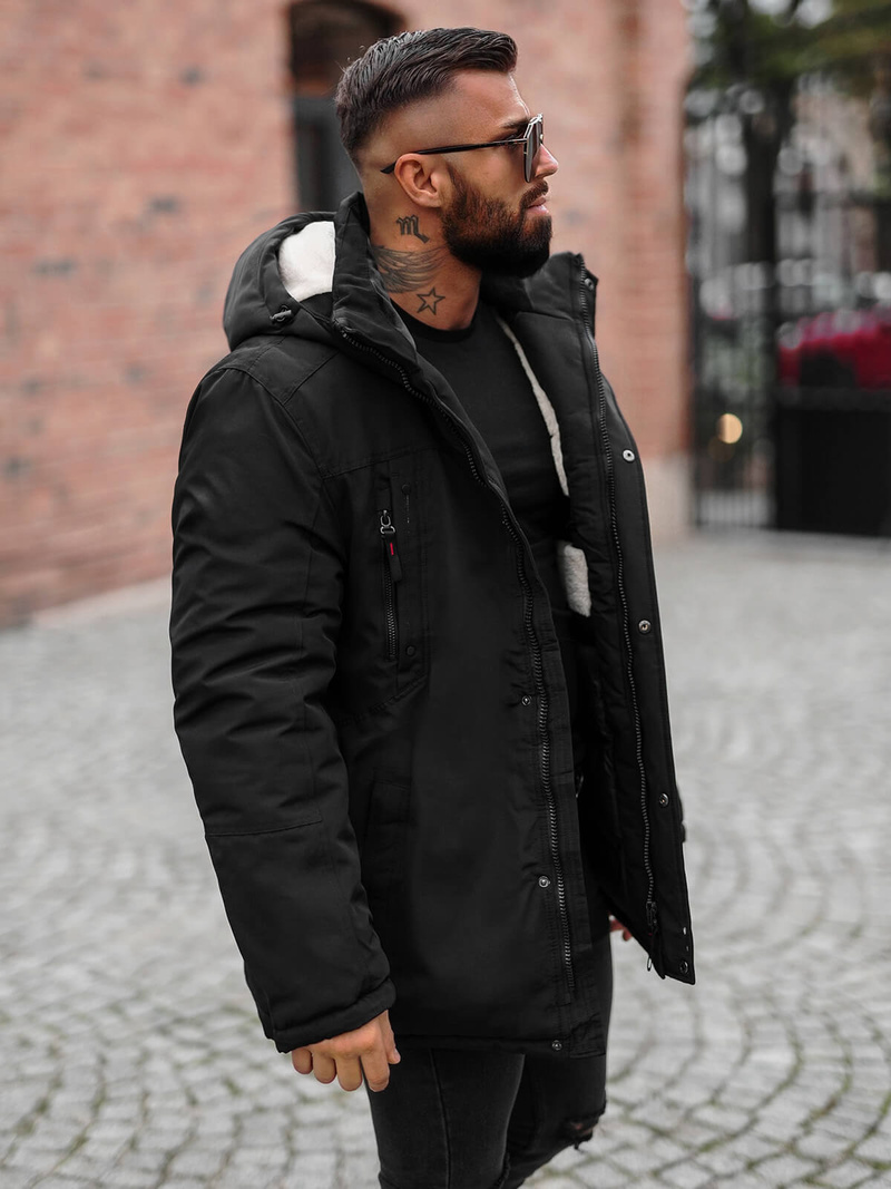 Vīriešu ziemas jaka melna OZONEE JS/5M3223/392