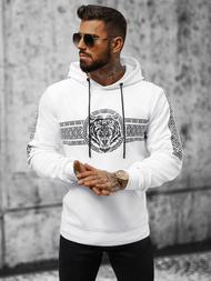 Vīriešu džemperis ar kapuci balta OZONEE JS/8B996/1