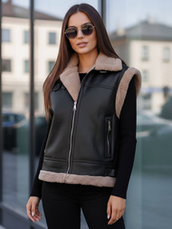 Sieviešu ādas veste melna OZONEE JS/61M8503/392Z