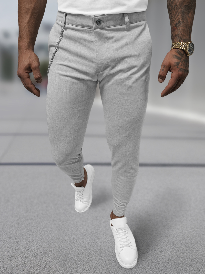 Vīriešu chino bikses pelēkas OZONEE DJ/3300