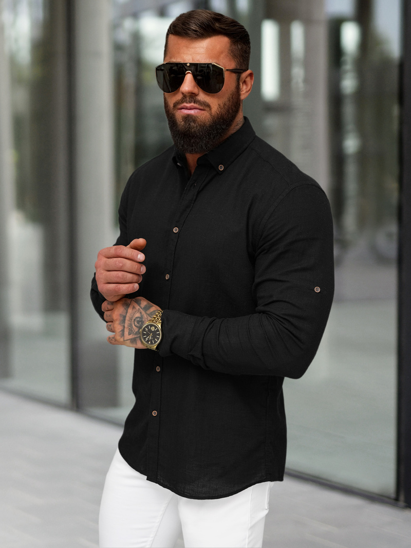 Vīriešu krekls melna OZONEE O/V144