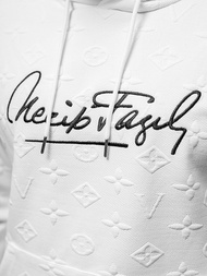 Vīriešu džemperis ar kapuci balta OZONEE JS/3B572