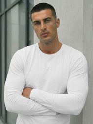 Vīriešu t-krekls ar garām piedurknēm balts OZONEE JS/DB71/2