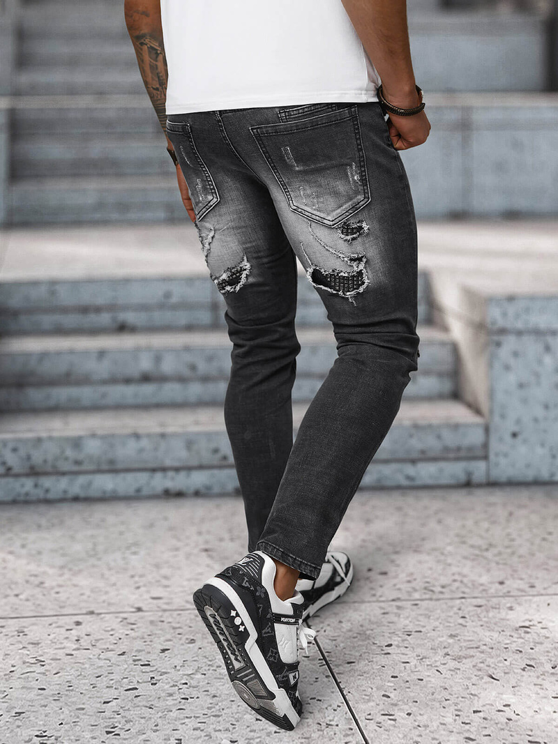 Vīriešu džinsi debesu melni OZONEE NB/MP0152N