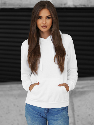 Sieviešu džemperis ar kapuci balts OZONEE JS/W02Z