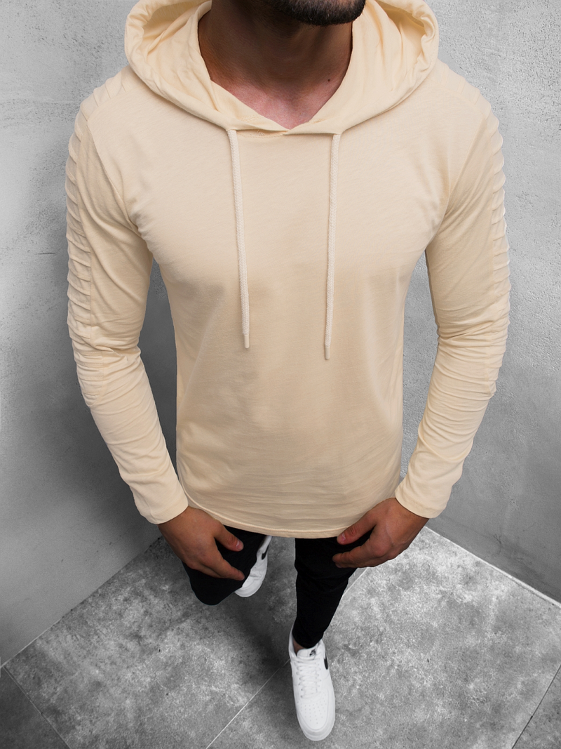 Vīriešu T-krekls ar garām piedurknēm ar kapuci smilšu OZONEE MECH/2148TZ