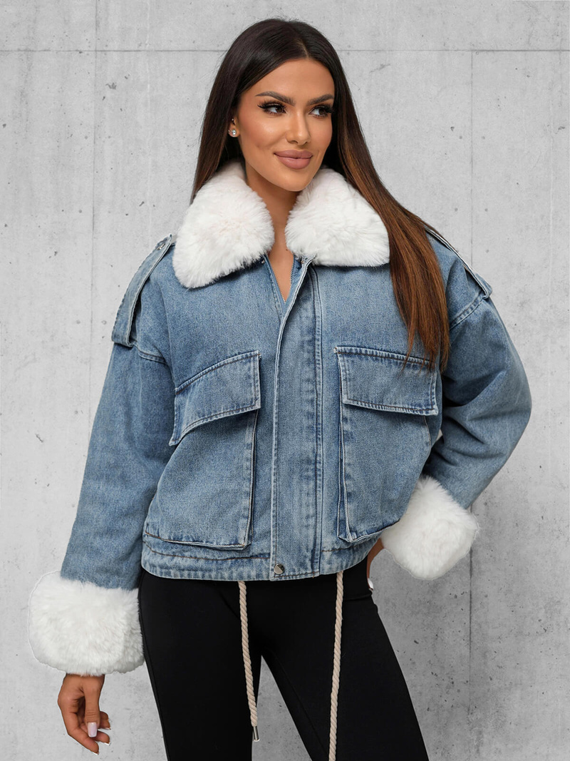 Sieviešu džinsu jaka debesu zila OZONEE JS/11Z8219Z