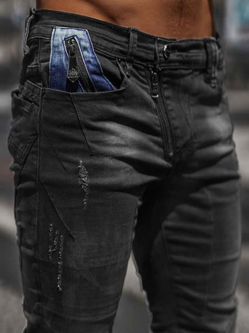 Vīriešu džinsi melni OZONEE NB/MP0025N