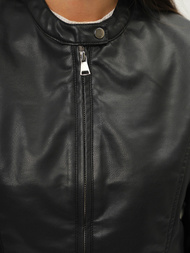 Sieviešu ādas jaka melna OZONEE JS/11Z8008