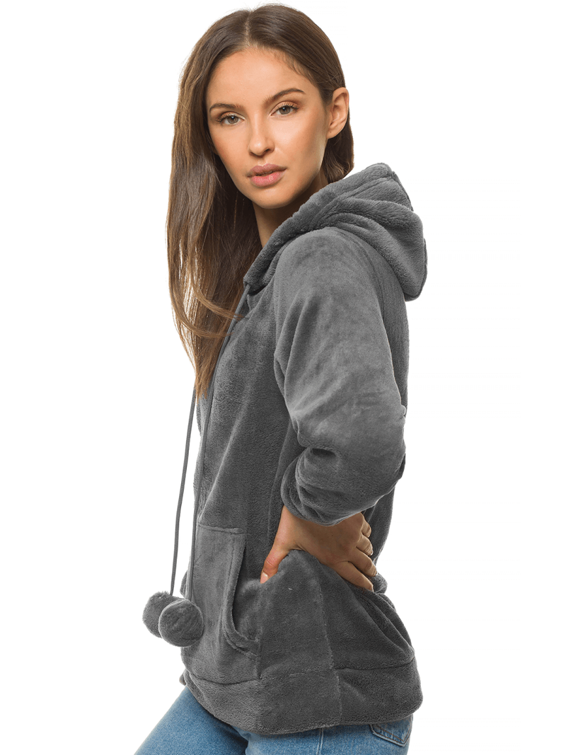 Sieviešu jaka ar kapuci tumši pelēka OZONEE JS/HH033/2