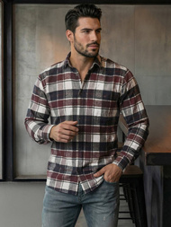 Vīriešu krekls bordosarkana OZONEE V/V174Z