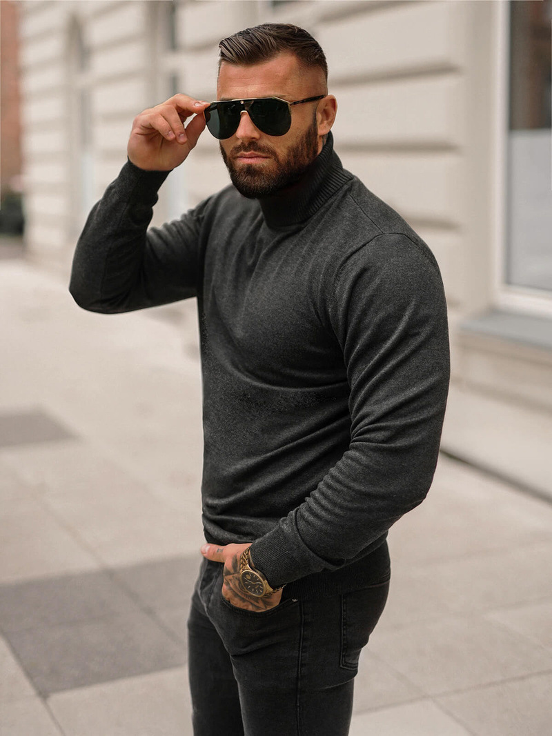 Vīriešu svīteris grafīta OZONEE O/GM303