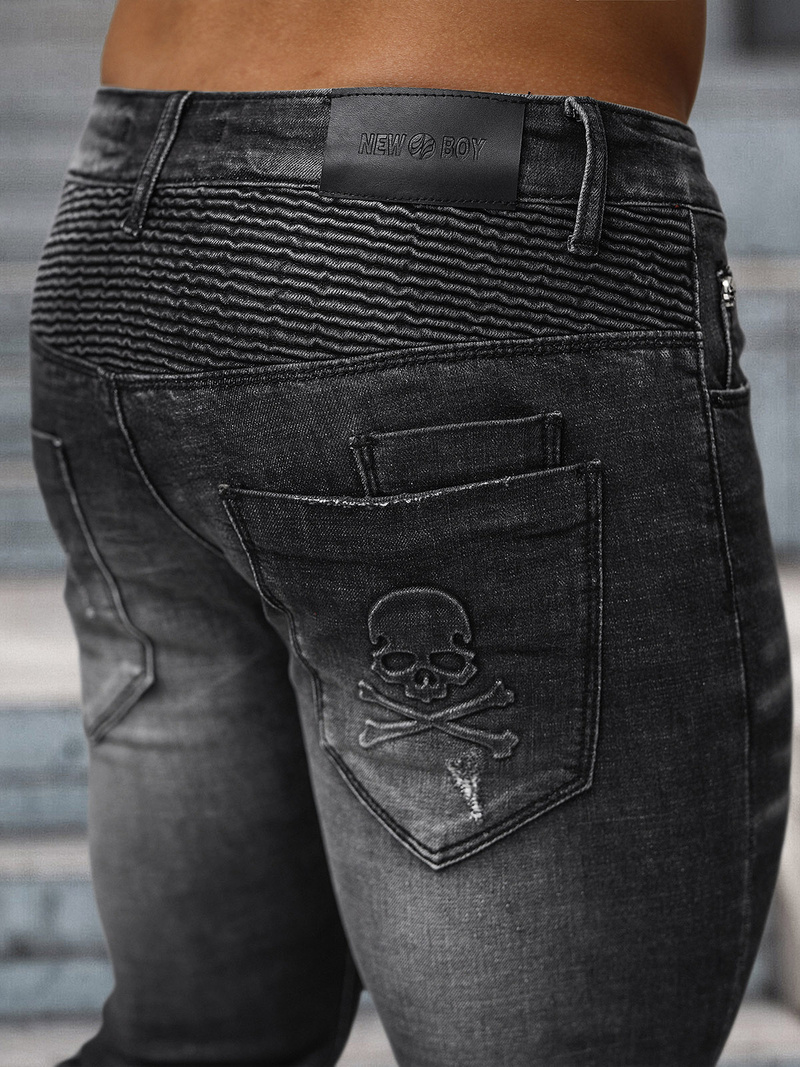 Vīriešu džinsi debesu melni OZONEE NB/MP0070N