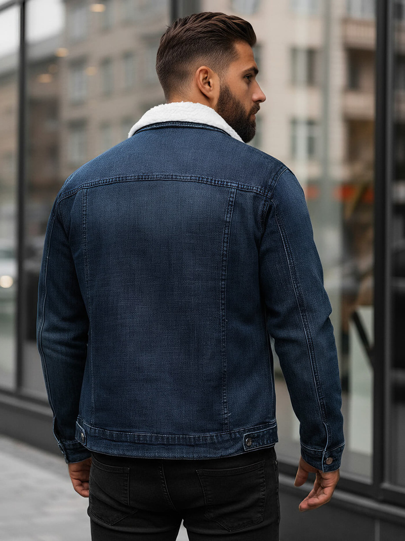 Vīriešu džinsu jaka šerpa tumši zila OZONEE NB/MJ517BSZ