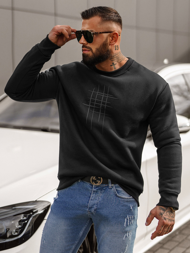 Vīriešu džemperis melns OZONEE JS/8B1361/3