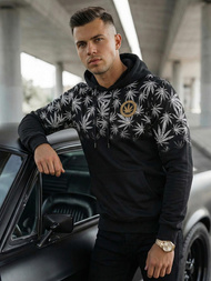 Vīriešu džemperis ar kapuci melns OZONEE O/B272Z