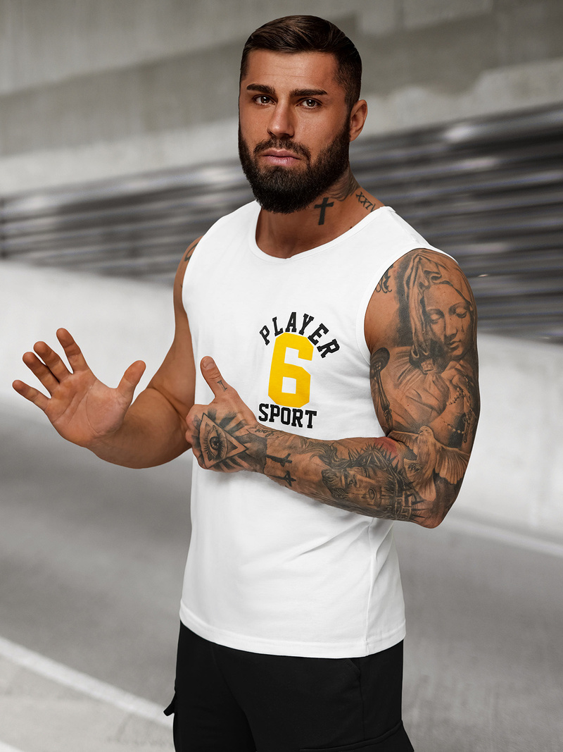 Vīriešu t-krekls bez piedurknēm balts OZONEE JS/8B1717/1Z