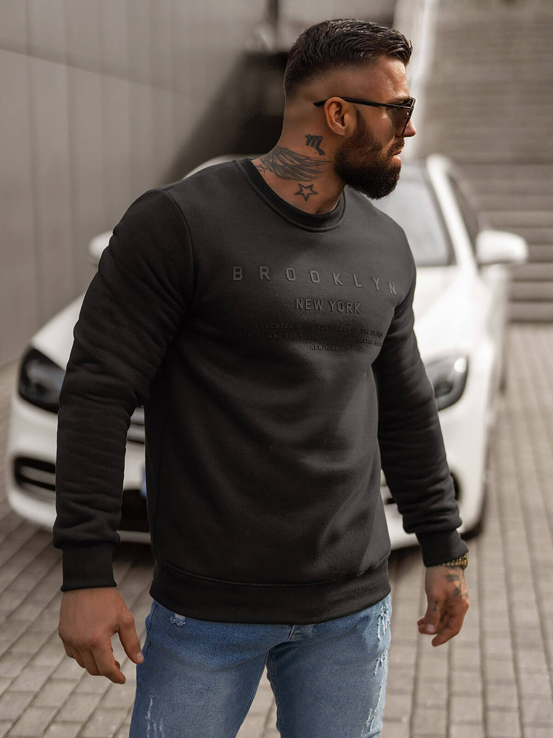 Vīriešu džemperis melns OZONEE JS/8B1360/3