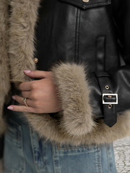 Sieviešu ādas jaka melna OZONEE JS/61M8517/392