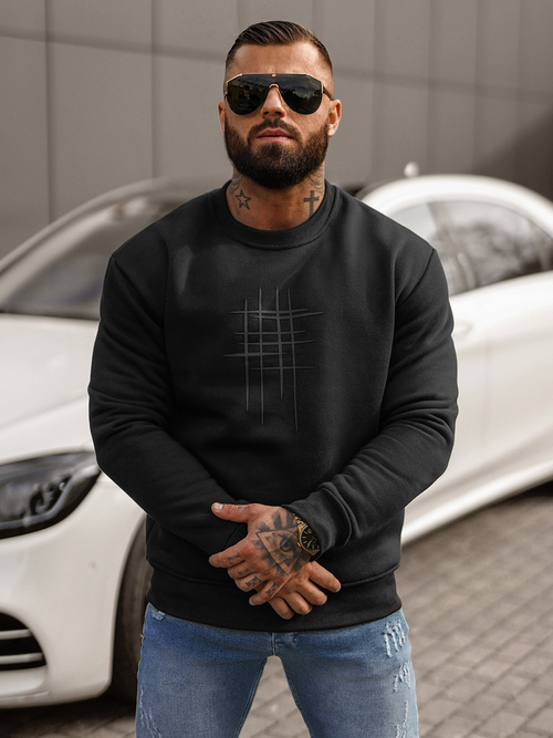 Vīriešu džemperis melns OZONEE JS/8B1361/3