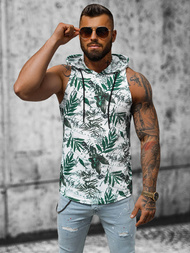 Vīriešu T-krekls bez piedurknēm balts-zaļš OZONEE O/BL307Z