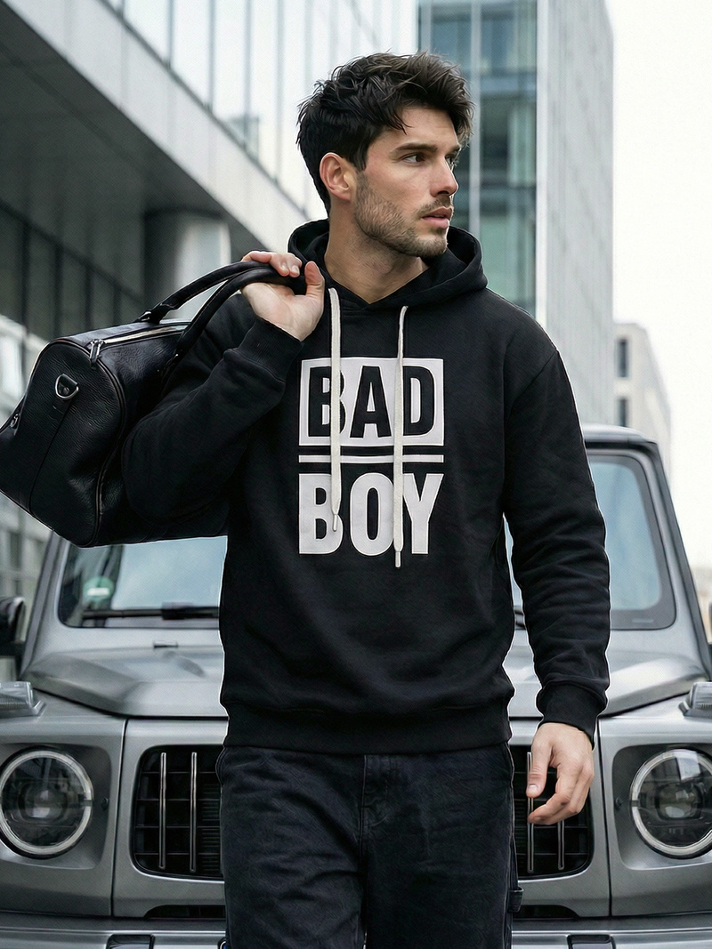 Vīriešu džemperis ar kapuci melna OZONEE JS/65B3909/3Z