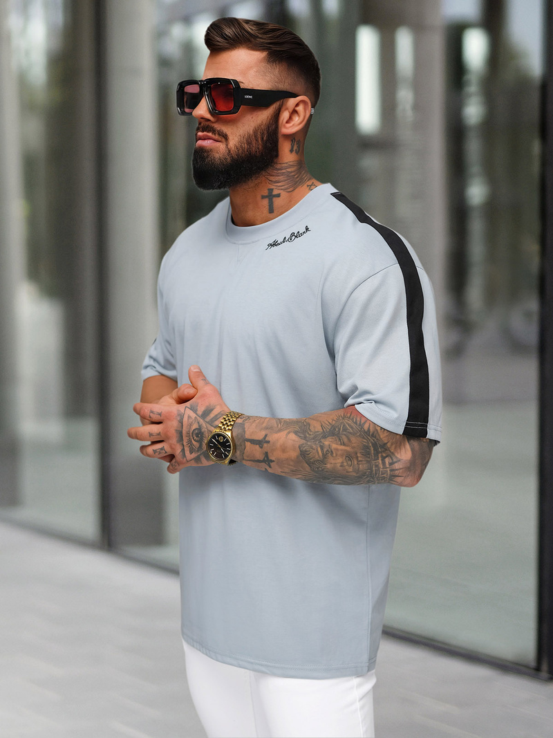 Vīriešu t-krekls gaiši-debesu zils OZONEE O/QQ1195