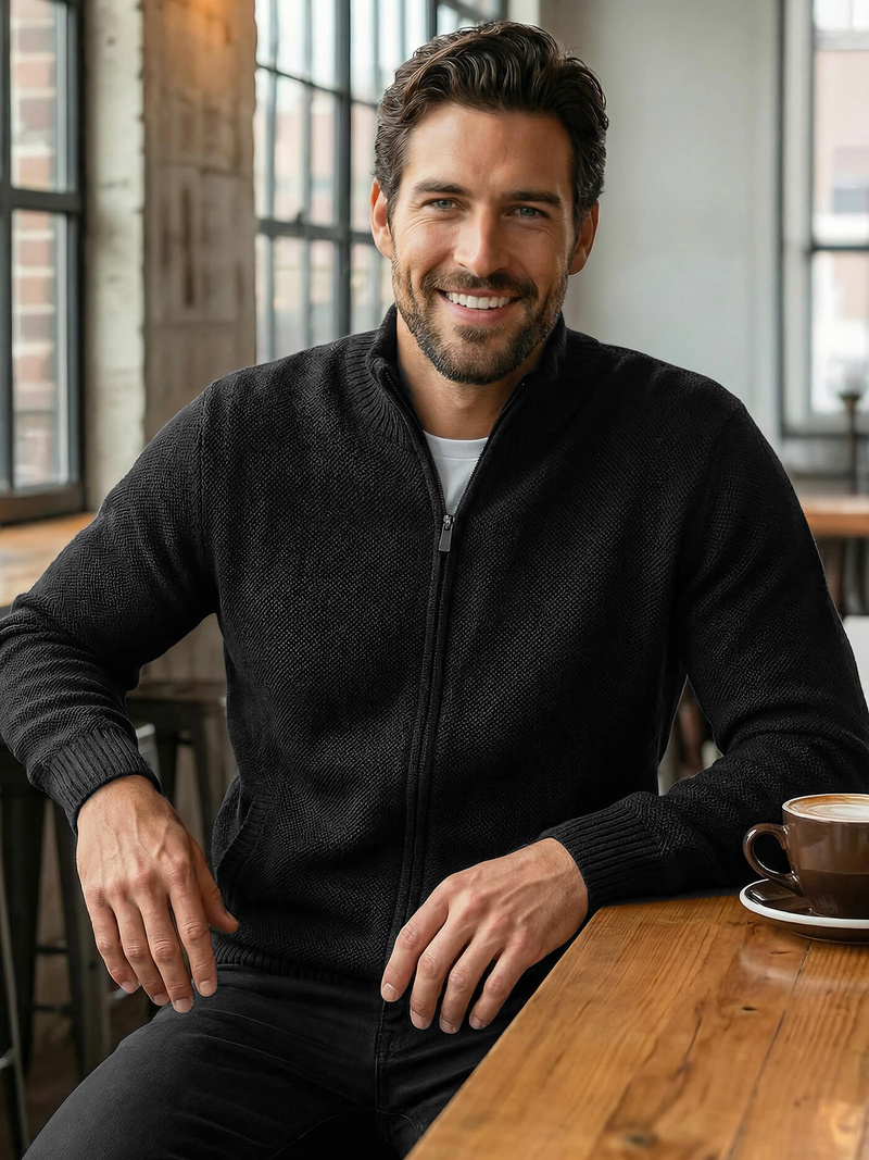 Vīriešu svīteris melns OZONEE JS/59B3611/3