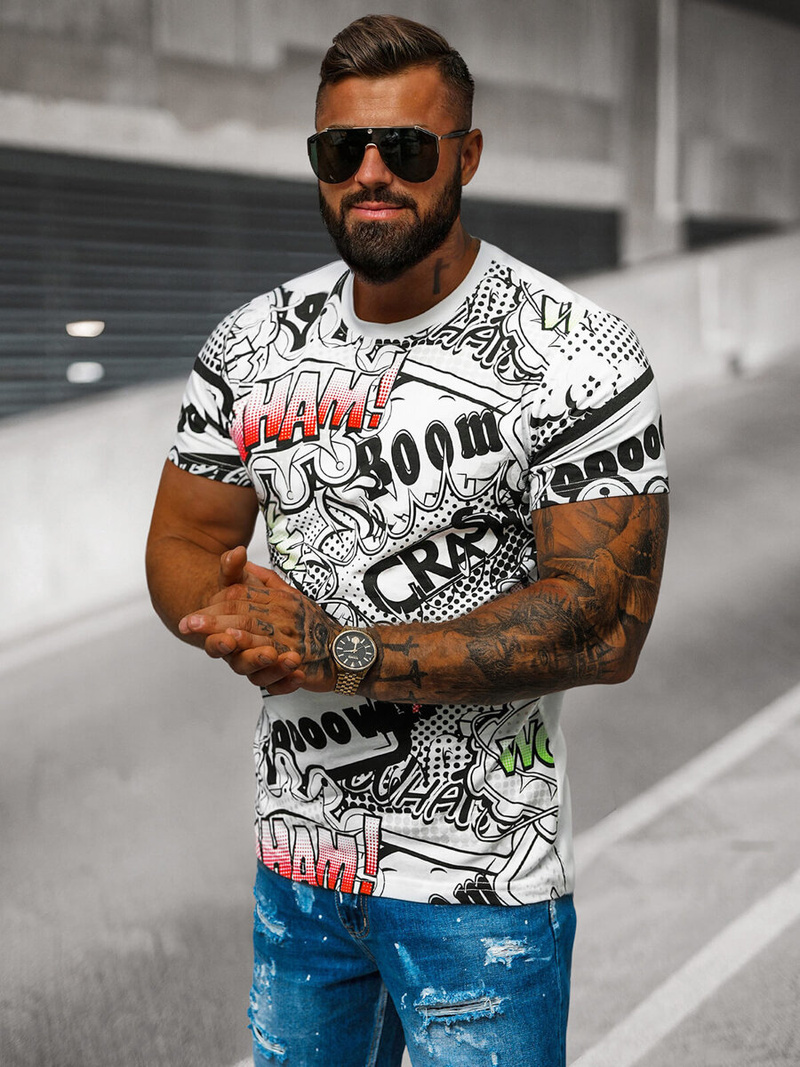 Vīriešu T-krekls Balts OZONEE O/T137/1