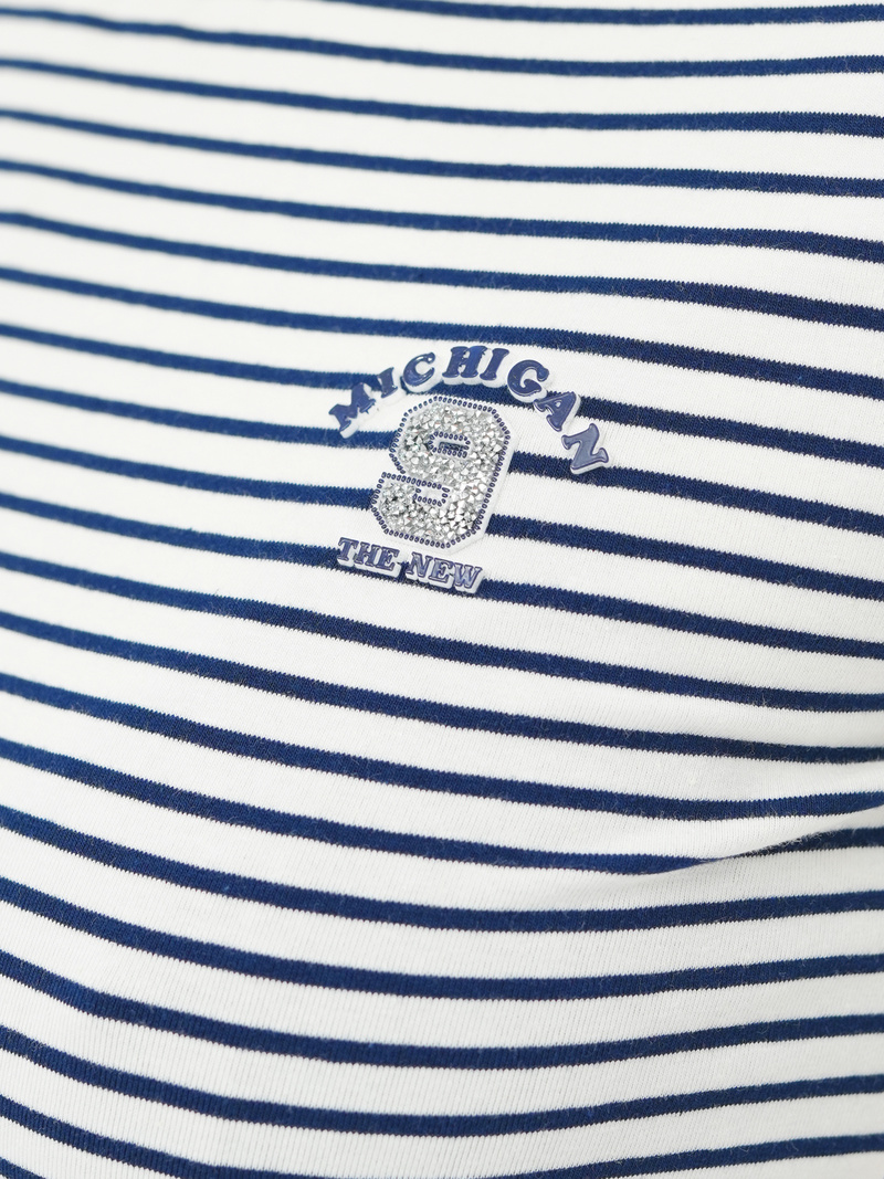 Sieviešu t-krekls balti-tumši zils OZONEE JS/R61604