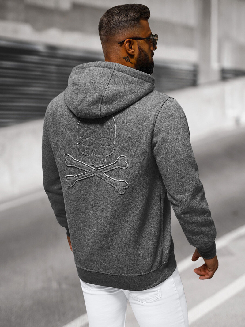 Vīriešu džemperis ar kapuci grafīta OZONEE NB/MF2003