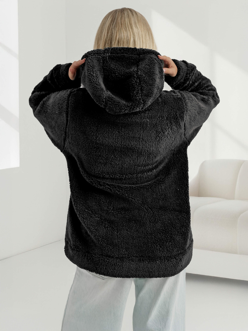 Sieviešu džemperis ar kapuci melns OZONEE JS/HH192/3