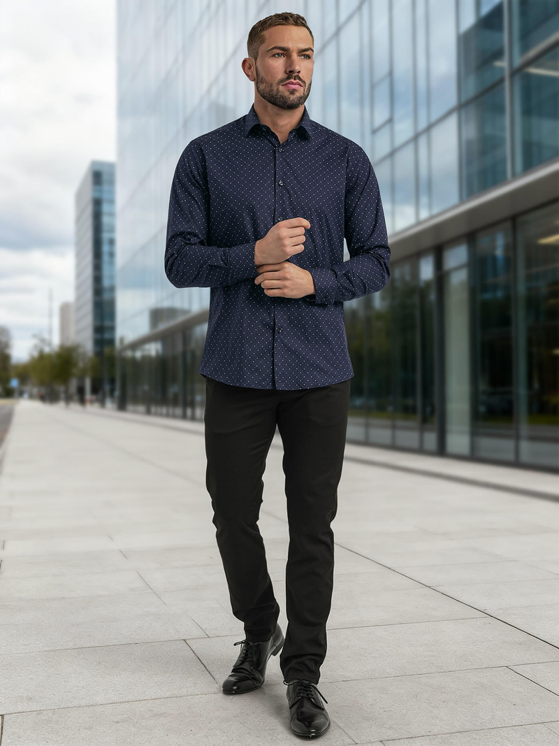 Vīriešu krekls tumši zila OZONEE V/V183