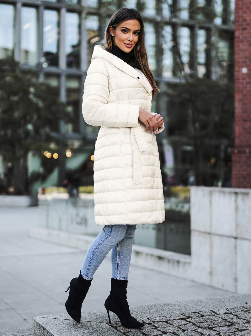 Sieviešu mētelis ekru OZONEE JS/5M3159/254Z