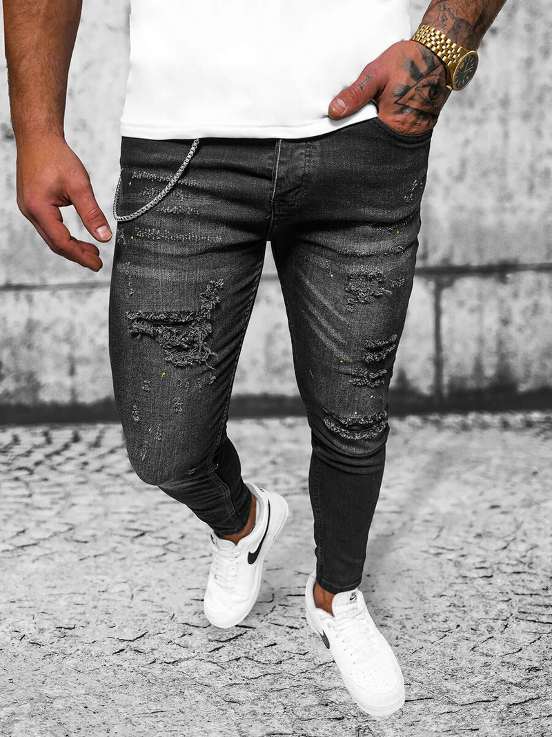 Vīriešu džinsi melni OZONEE O/MB465