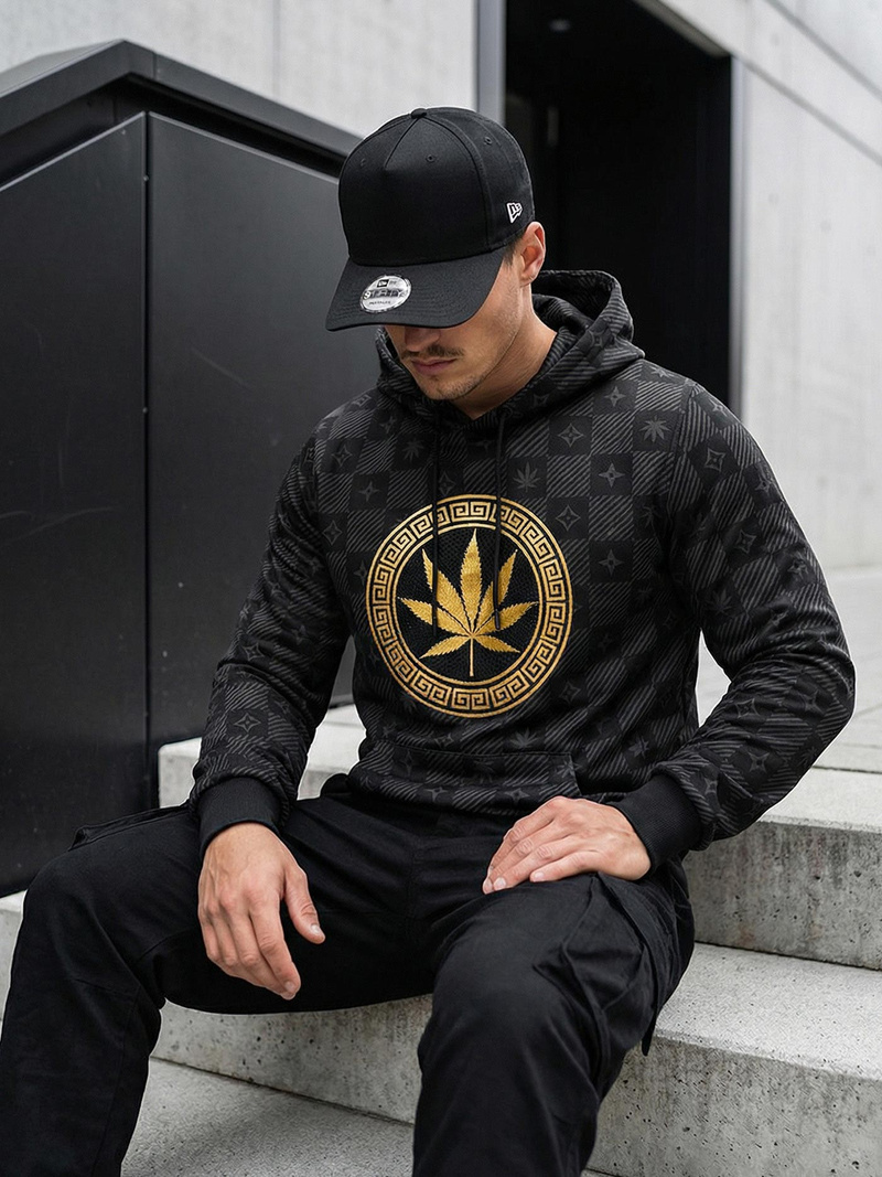 Vīriešu džemperis ar kapuci melns OZONEE O/B265Z