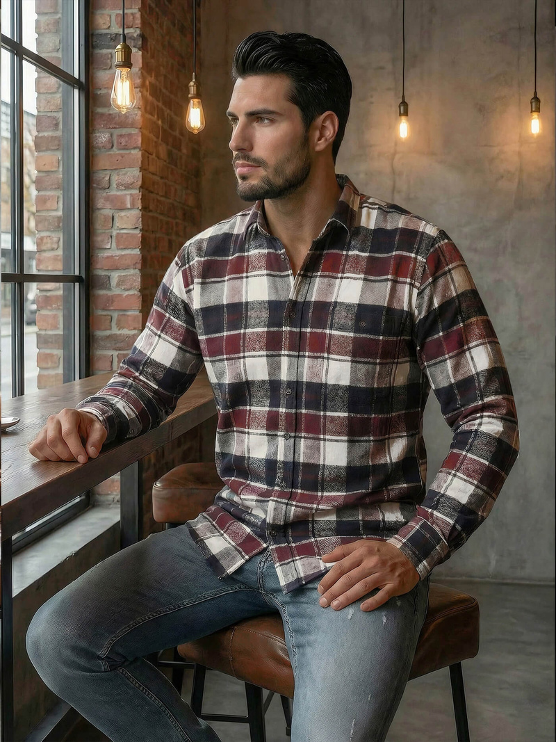 Vīriešu krekls bordosarkana OZONEE V/V174Z