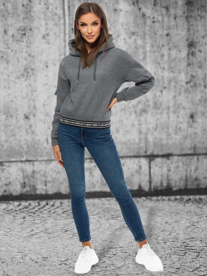 Sieviešu jaka ar kapuci grafīta OZONEE JS/B26030