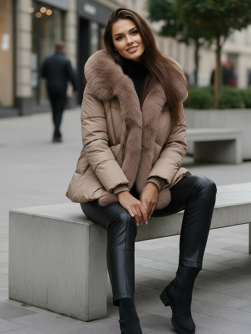 Sieviešu jaka tumši-smilšu OZONEE O/16M9179/84