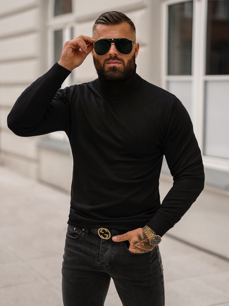 Vīriešu svīteris melni OZONEE O/GM301