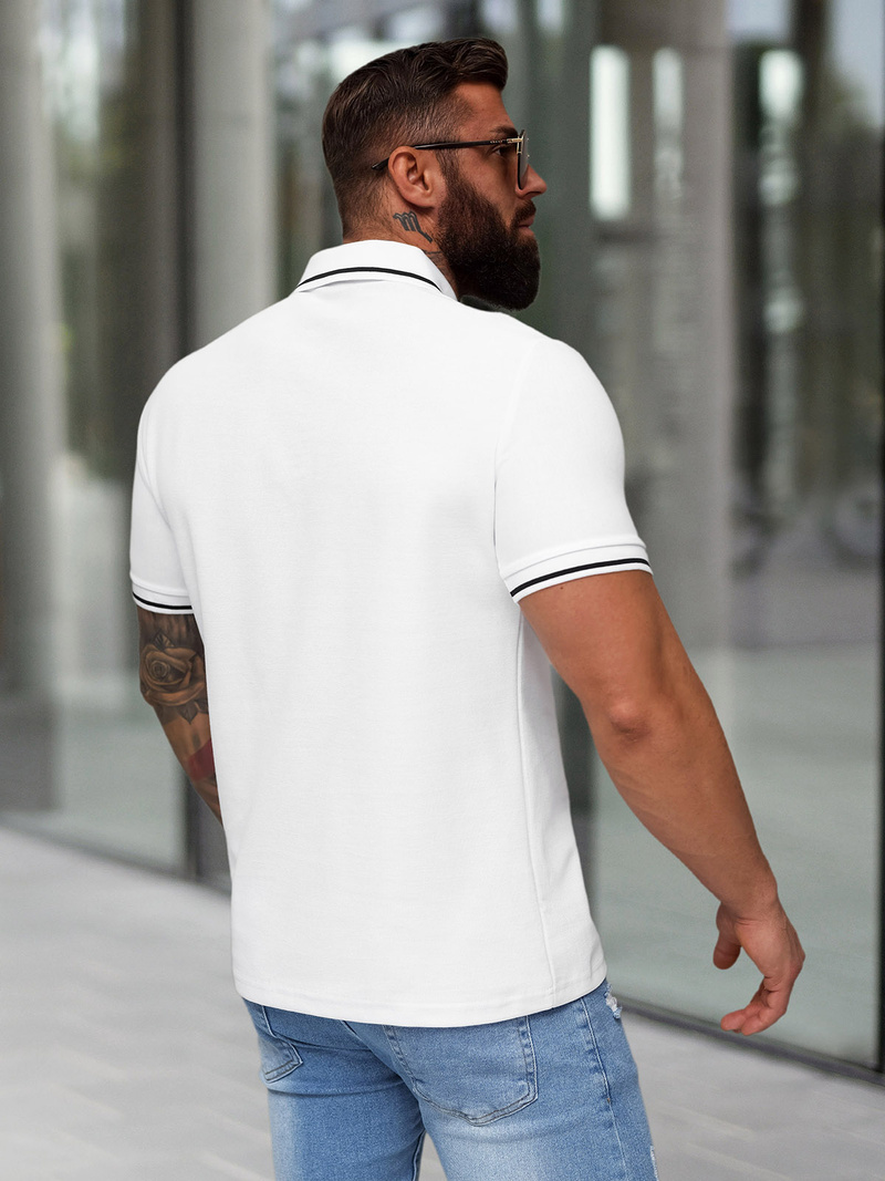 Vīriešu polo krekls balts OZONEE NB/MT3144