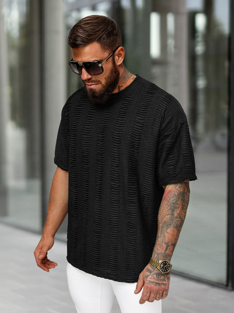 Vīriešu t-krekls melns OZONEE O/B1149