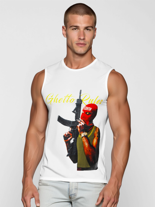 Vīriešu t-krekls bez piedurknēm balts OZONEE O/T107/1Z