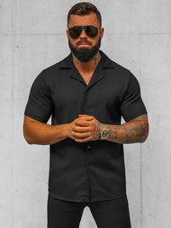 Vīriešu krekls ar īsām piedurknēm melns OZONEE O/Y971T