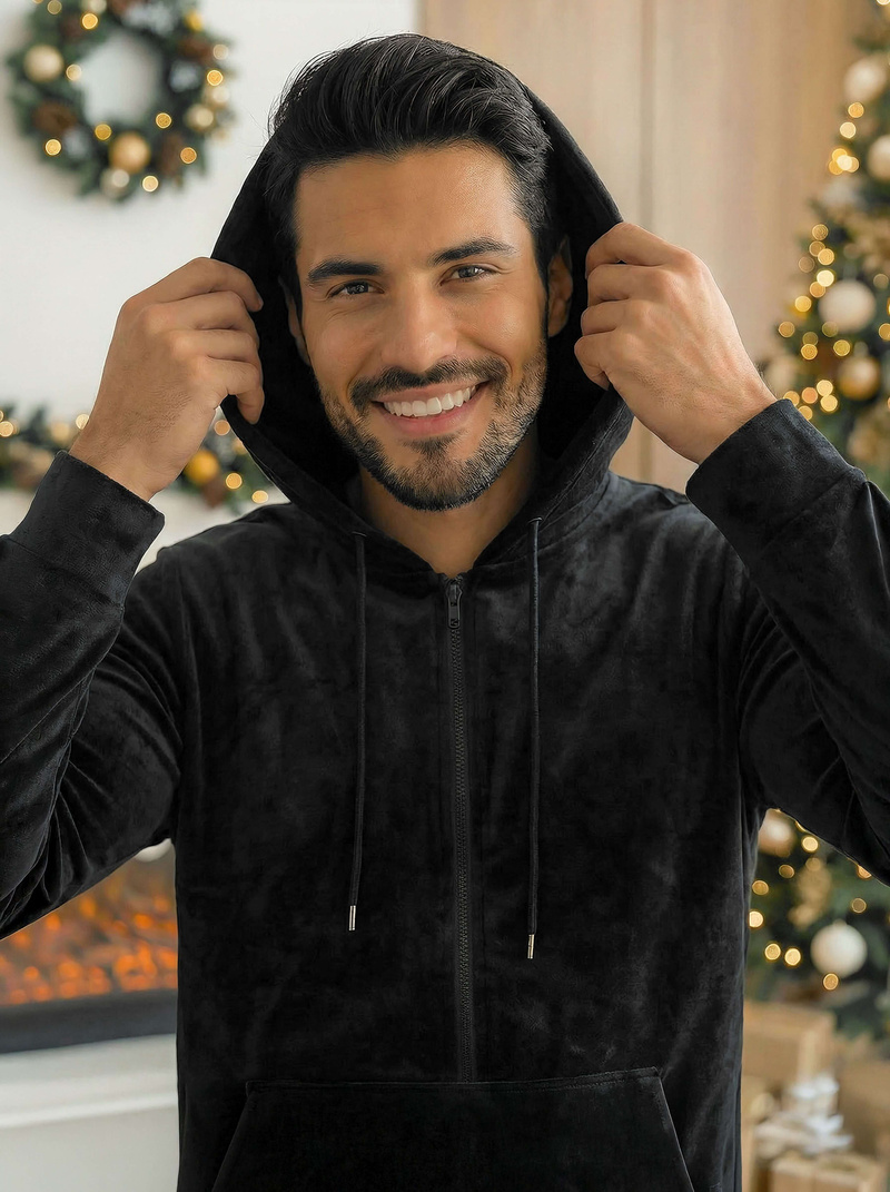 Vīriešu velūra treniņtērpa melns OZONEE JS/8C1169/3Z