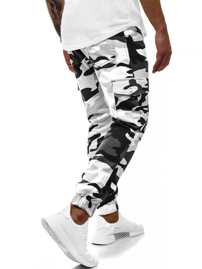 Vīriešu jogger bikses melnas-baltas OZONEE A/404