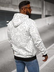 Vīriešu džemperis ar kapuci balta OZONEE JS/8B1232/1