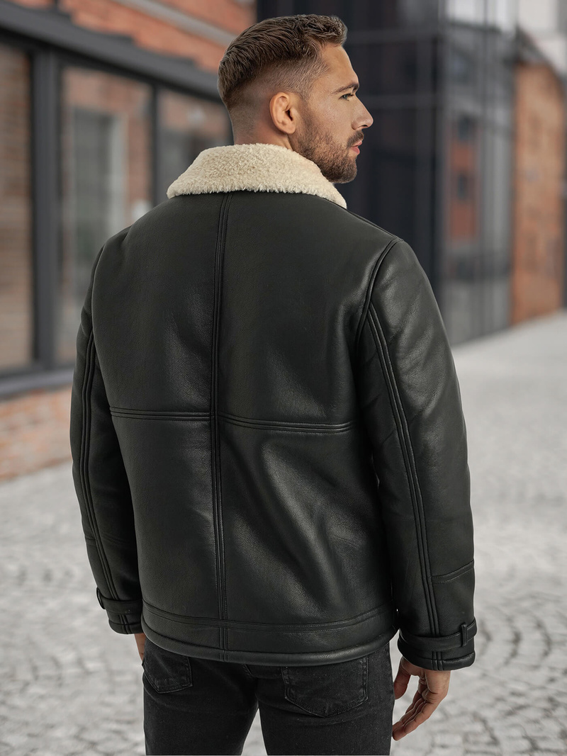 Vīriešu ādas virsjaka melna OZONEE JS/11Z8271